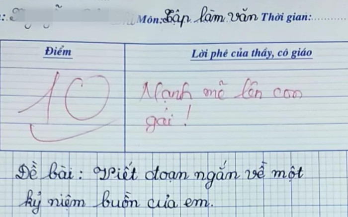 Bài văn về kỷ niệm ngày mẹ đi lấy chồng đạt điểm 10, cô giáo rưng rưng khi viết lời phê Ảnh 2