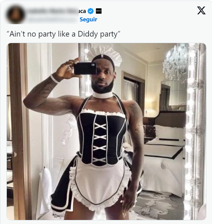 Bức ảnh LeBron James mặc trang phục hầu gái gây xôn xao mạng xã hội.