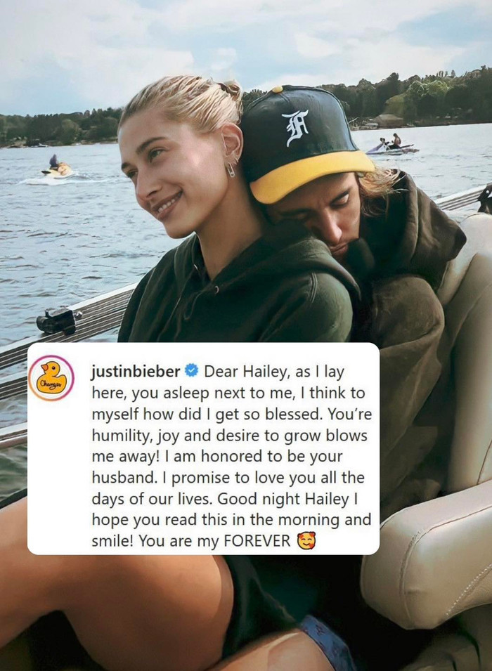 Justin gửi đến bà xã Hailey lời ngọt ngào.