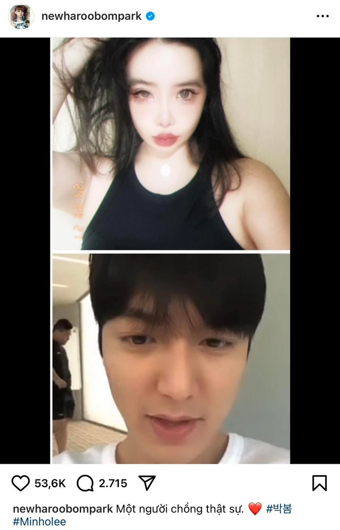 Park Bom công khai gọi Lee Min Ho là chồng gây chú ý