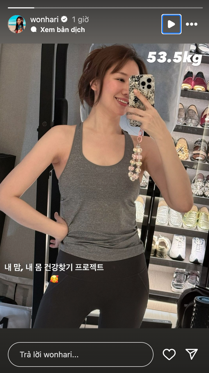 Hari Won mặc đồ tập, thể hiện sự quyết tâm trong việc nâng cao chất lượng cuộc sống. Ảnh: Instagram hariwon