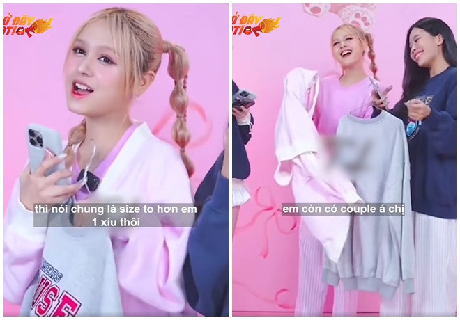 Xoài Non để lộ hint 'nửa kia' mặc size áo to hơn mình một xíu.