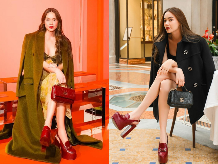 Mẫu giày cao gót này được Hồ Ngọc Hà diện đi sự kiện lẫn xuống phố dạo chơi.