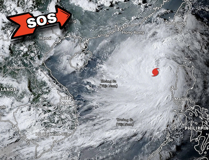 Ảnh mây vệ tinh bão số 3 chiều nay ngày 3/9 - Ảnh: NCHMF