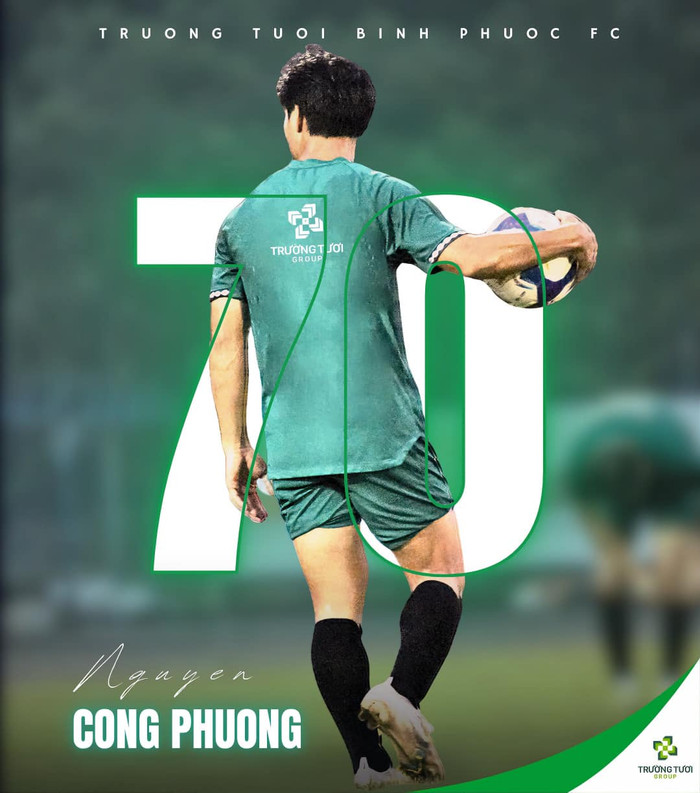Tiền đạo Công Phượng sẽ khoác số 70 cho CLB Bình Phước. (Ảnh: CLB Bình Phước)