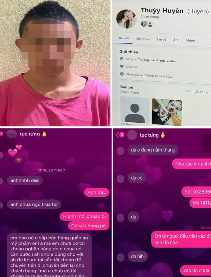 Hà Khắc Q. lập tài khoản 'Thuýy Huyền' với hình ảnh đại diện của hotgirl để lừa đảo chiếm đoạt tài sản (Ảnh: Công an cung cấp).