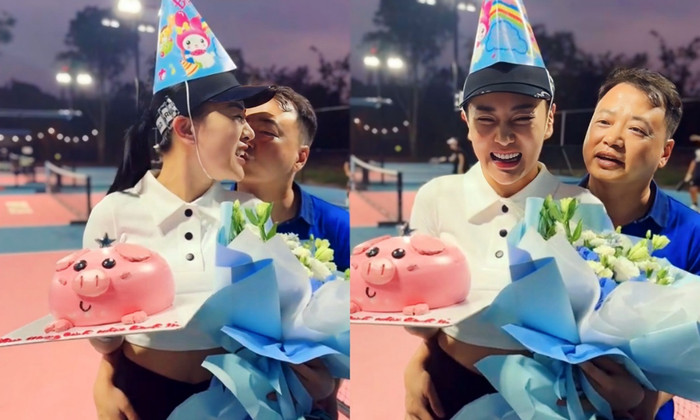 Phương Oanh và Shark Bình 'tình bể bình' khi chơi pickleball cùng nhau. 