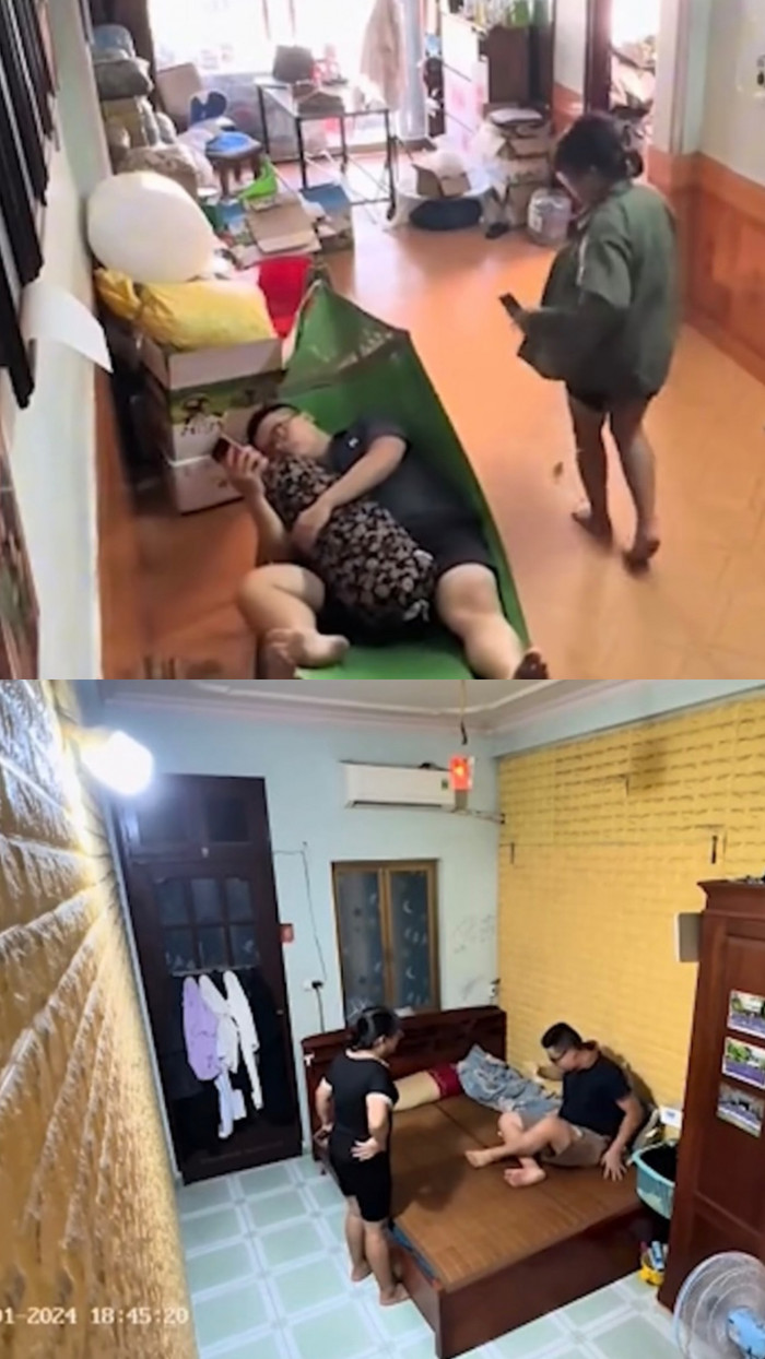 Sau khi nhặt được tiền của vợ rồi hí hửng đăng lên MXH, người chồng đã bị vợ phát hiện và chất vấn sau đó. Ảnh cắt từ clip