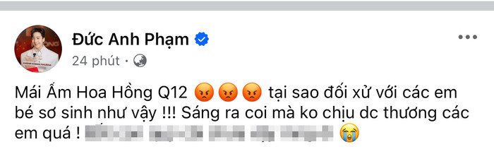 Nhà sáng tạo nội dung Đức Anh cũng lên án mạnh mẽ hành vi bạo hành của bảo mẫu tại mái ấm Hoa Hồng.