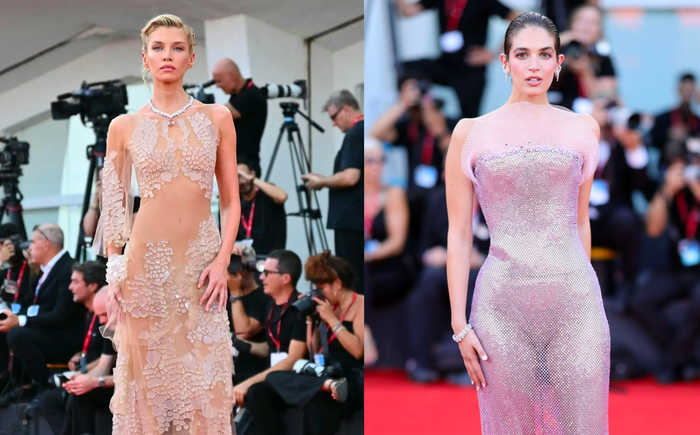 Nhiều minh tinh chọn váy xuyên thấu để khoe vóc dáng nóng bỏng trên thảm đỏ LHP Venice 2024.