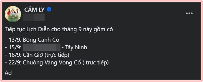 Cẩm Ly hé lộ lịch trình chạy show dày đặc, dân mạng nhắn gửi một điều Ảnh 2