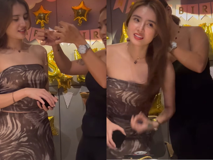 Em gái Công Vinh được tặng trang sức đắt đỏ. Ảnh chụp màn hình