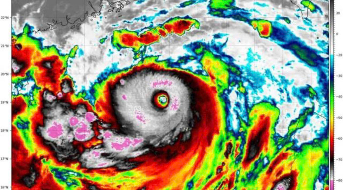 Cường độ siêu bão (184-201 km/h), giật trên cấp 17. 