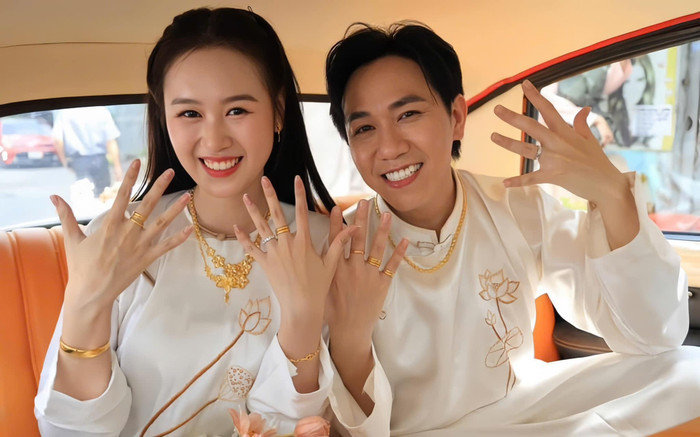 Ý nghĩa bộ áo dài cưới của vợ chồng diễn viên Anh Đức Ảnh 2