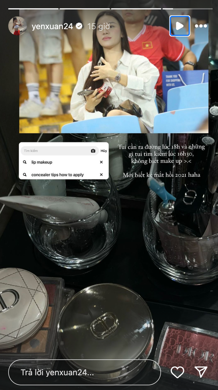 Vợ Đặng Văn Lâm vui vẻ khoe thêm một số món đồ trang điểm đều là hàng đắt tiền, có chất lượng tốt. Ảnh: Chụp màn hình