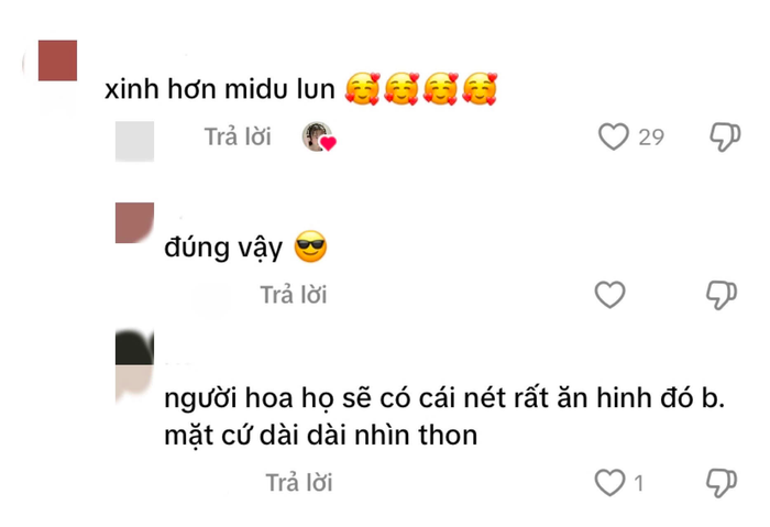 Một bộ phận khán giả cho rằng Lương Bích Hữu có phần nhuận sắc hơn Midu. Ảnh: Chụp màn hình