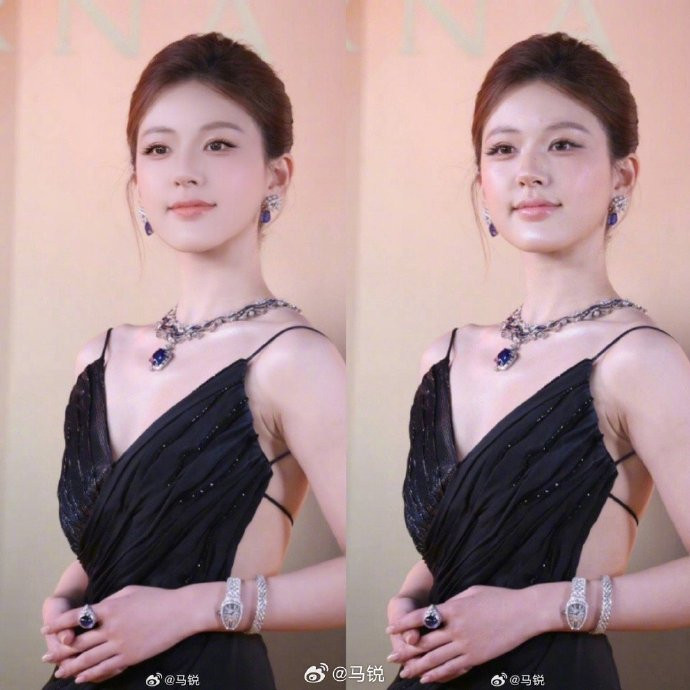 Một chuyên gia trang điểm minh oan cho Triệu Lộ Tư bằng cách chỉnh ảnh của cô nàng, nhằm chứng minh cô không can thiệp 'dao kéo'. Ảnh: FBNV