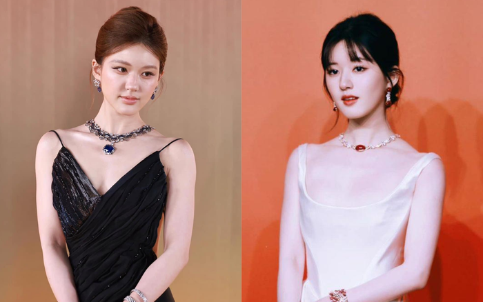 Triệu Lộ Tư bị chê lộ rõ gương mặt cứng đờ khi dân tình đặt cạnh tấm hình cô xuất hiện cũng tại sự kiện của nhãn hàng này cách đây 2 năm trước. Ảnh: Sưu tầm