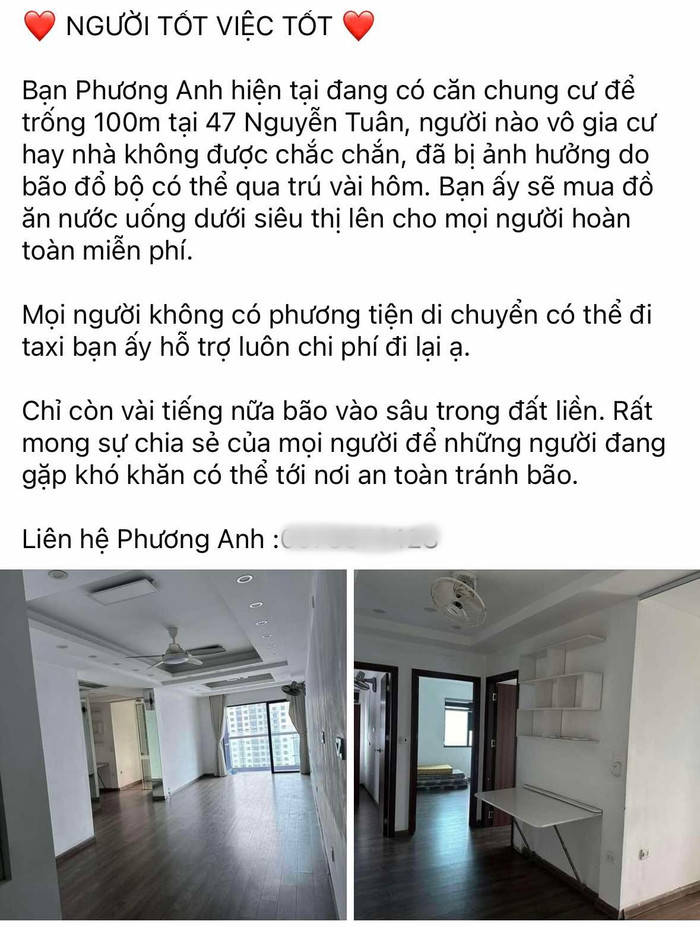 Nhiều các nhân khác cũng đồng hành ủng hộ người dân trong cơn bão.