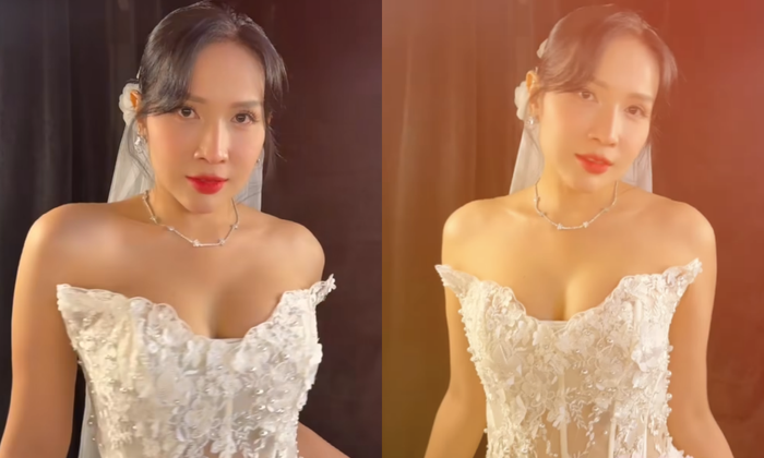 Hình ảnh Khả Như diện váy cưới khiến dân tình đặt nghi vấn, phải chăng cô đang chuẩn bị lên xe hoa? 