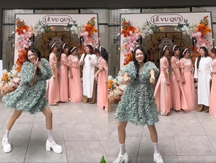 Diệu Nhi diện váy thùng thình, quẩy cực sung ở đám cưới chị gái.