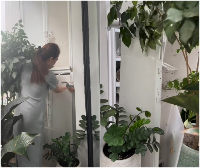 Nhà của NSND Công Lý bị hư cánh cửa ngoài ban công sau bão Yagi.