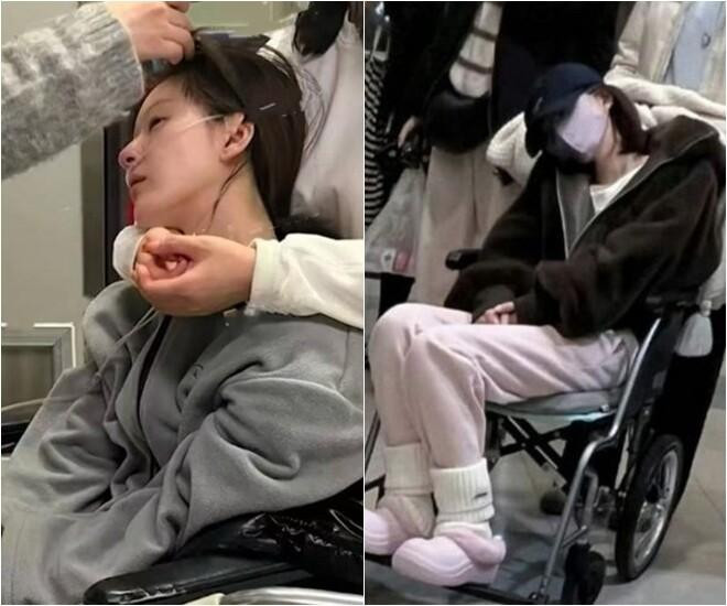 Hình ảnh Triệu Lộ Tư đến bệnh viện bằng xe lăn được lan truyền ngày 26/12. 