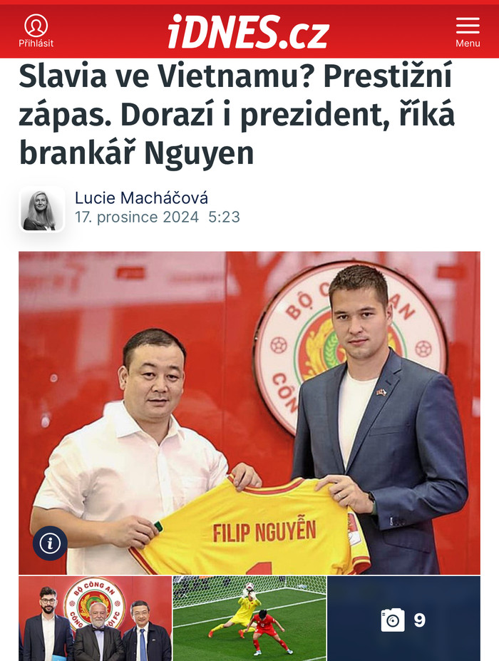 Bài báo về thủ môn Nguyễn Filip vào ngày 17/12/2024, tức sau hai ngày anh chơi xuất sắc giúp tuyển Việt Nam thắng Indonesia. Ảnh chụp màn hình