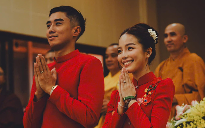 Loạt ảnh nghi lễ cưới tại chùa của 'hotboy' Stefan Nguyễn Tuấn Tú và người vợ xinh đẹp Ảnh 2