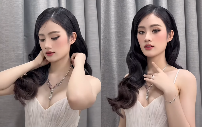 Thiết kế xẻ sâu giúp Hoa hậu Ý Nhi khoe được vẻ ngoài quyến rũ. 