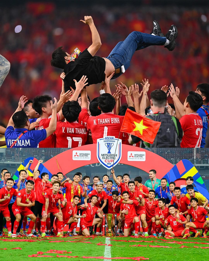 Bầu Đức hạnh phúc với chức vô địch của tuyển Việt Nam. Ảnh: Asean United FC