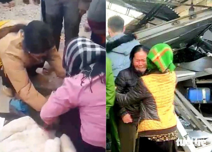 Người thân khóc ngất trước sự ra đi đột ngột của các nạn nhân. Ảnh: Tuổi Trẻ online