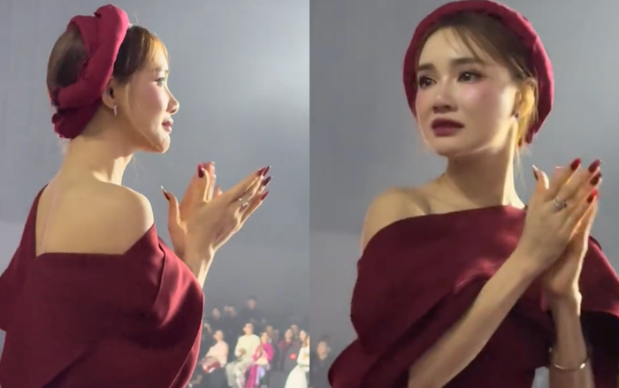 Nhã Phương đứng dậy, liên tục vỗ tay cho hai nhân vật trong câu chuyện trên. (Ảnh: Chụp màn hình TikTok ohngoi.sao)