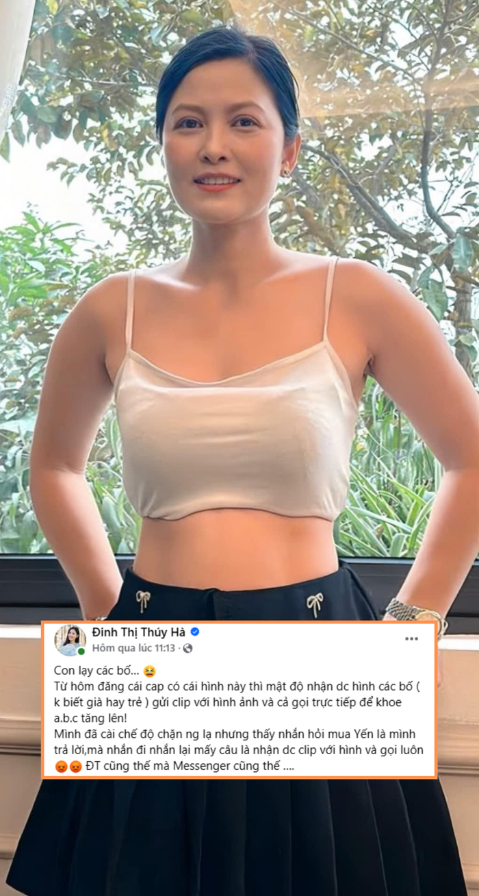 Diễn viên Thúy Hà bất bình trước những hành vi quấy rối, làm ảnh hưởng đến cuộc sống, công việc của cô. (Ảnh: FBNV)