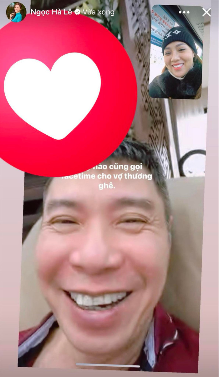Vợ Công Lý khoe ảnh chụp màn hình khi gọi facetime với chồng mỗi ngày. (Ảnh: FBNV)