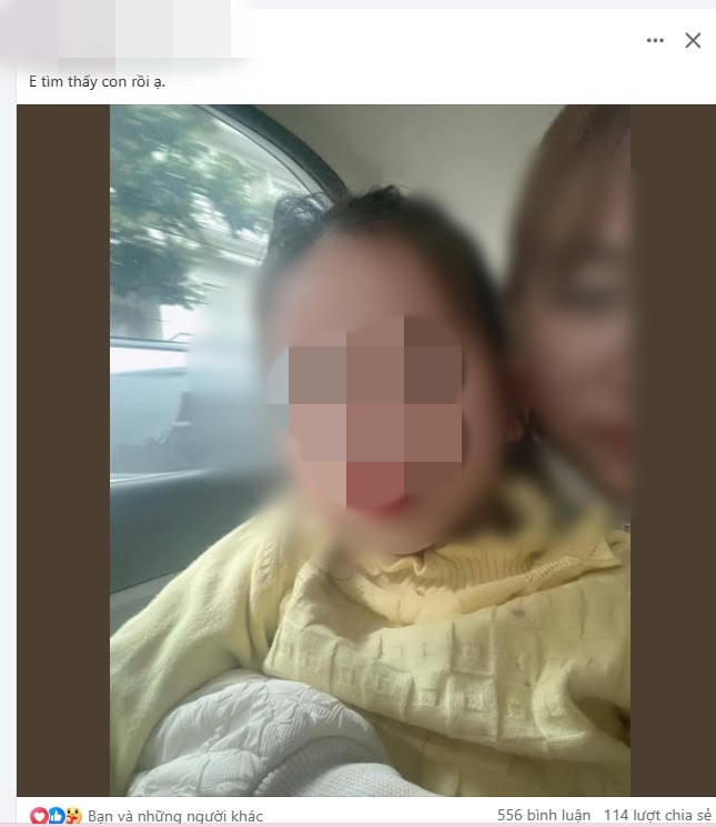 Chị H. cập nhật về việc tìm thấy con gái