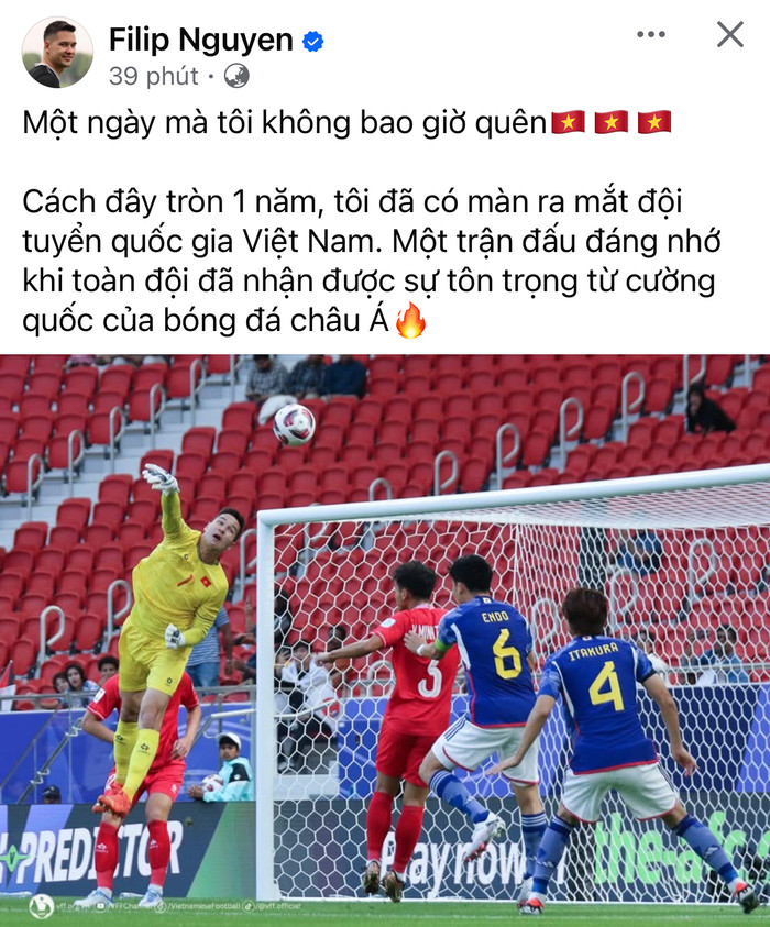Thủ môn Nguyễn Filip đã chia sẻ về trận đấu mà anh không thể nào quên cùng tuyển Việt Nam. Ảnh chụp màn hình