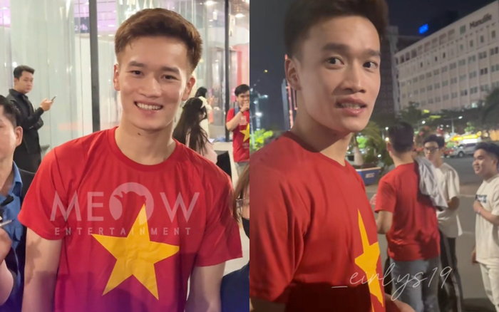 Cầu thủ Hoàng Đức thân thiện trò chuyện, chụp ảnh với người hâm mộ. Ảnh: TikTok meowentertainmentvn, _eirlys1902