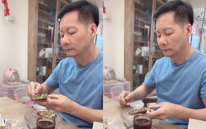 Đại gia Đức An tỉ mỉ chuẩn bị bữa sáng cho Phan Như Thảo trước khi cô đi làm. (Ảnh: FBNV)