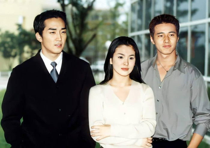 Bộ ba diễn viên chính Trái tim mùa thu Song Hye Kyo, Song Seung Hun và Won Bin. 