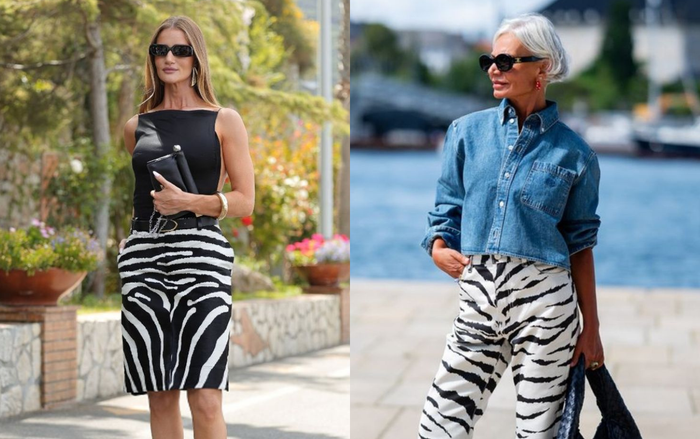 Người mẫu Rosie Huntington-Whiteley và fashionista Grece Ghanem đều yêu thích họa tiết ngựa vằn. 
