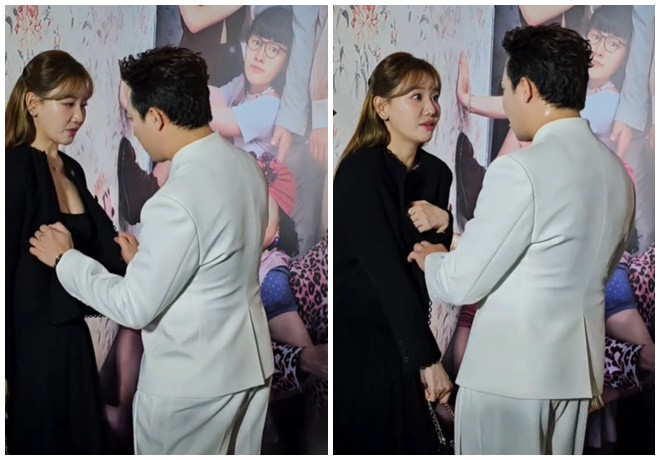 Trấn Thành khiến dân tình cười bò khi vô tư 'kiểm tra trang phục' của vợ. (Ảnh Saigon Stories)