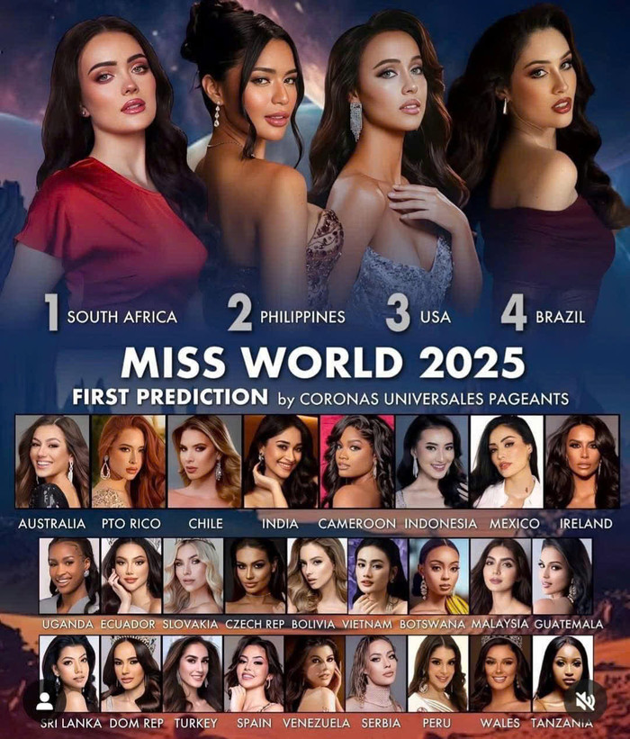 Tại bảng dự đoán của một chuyên trang nhan sắc khác, Hoa hậu Ý Nhi được xếp ở vị trí thứ 18. (Ảnh tổng hợp)