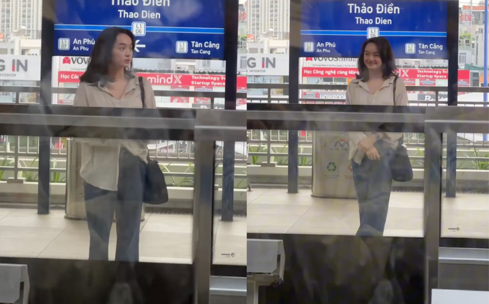 Kaity Nguyễn sáng bừng nhan sắc qua đoạn video quay vội của người đi đường. (Ảnh chụp màn hình) 