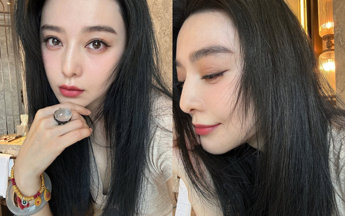 Phạm Băng Băng vui vẻ khoe lớp trang điểm do đích thân người đẹp tô vẽ trên mặt. Ảnh: Instagram bingbing_fan