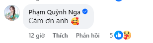 Quỳnh Nga cảm ơn Việt Anh. (Ảnh chụp màn hình)