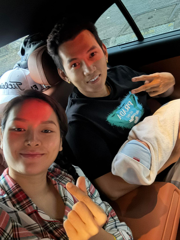 Phương Trinh Jolie vui vẻ nói rằng Lý Bình đã đón cô và con trai từ viện trở về nhà. Ảnh: FBNV