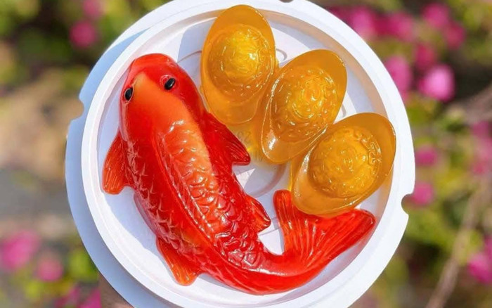 Độc đáo thạch rau câu, bánh xu xê cá chép tiễn ông Công ông Táo chầu trời Ảnh 2