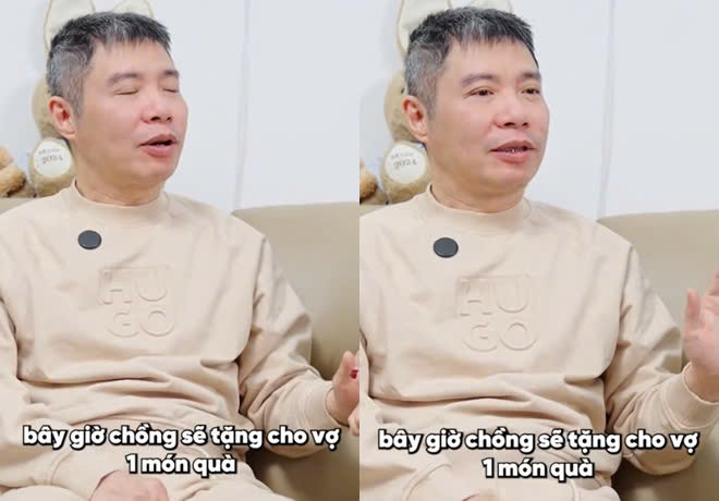 NSND Công Lý tặng vợ một món quà. (Ảnh chụp màn hình)