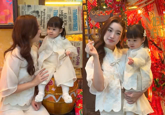 Con gái Hoa hậu Đỗ Mỹ Linh xinh xắn trong bộ ảnh đón Tết. (Ảnh TTNV)